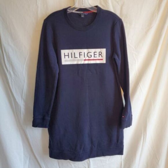 Tommy Hilfiger Slip On Navy Blue Sweatshirt Dress SZ Small - Picture 8 of 9